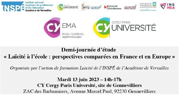 Demi-journée d’étude  « Laïcité à l’école : perspectives comparées en France et en Europe »